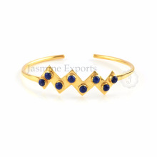 Lapis Lazuli Gemstone Gold Plated Sterling Silver Bangles para fornecimento por grosso